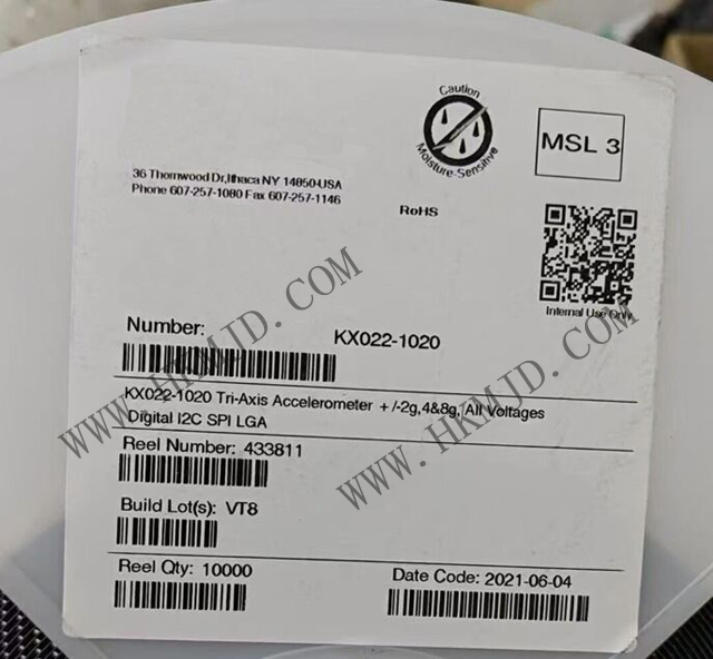 運(yùn)動(dòng)傳感器_KX022-1020_加速計(jì) X，Y，Z 軸 ±2g，4g，8g 0.39Hz ~ 800Hz 12-LGA