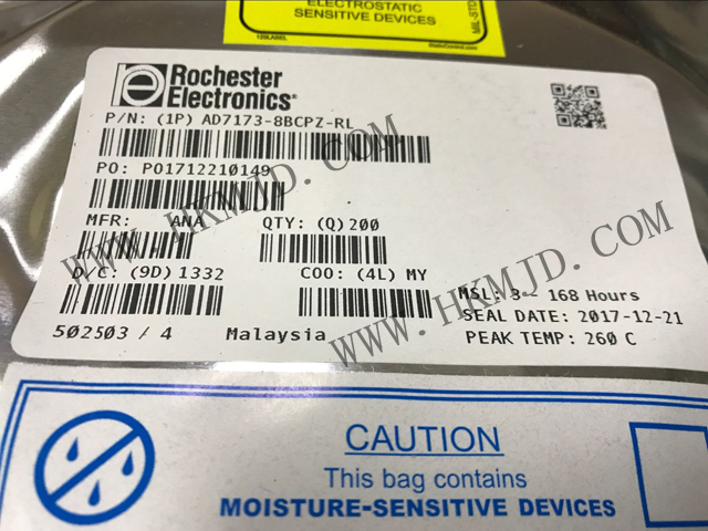 AD7173-8BCPZ：8/16通道、31.25kSPS、24位Σ-Δ型ADC